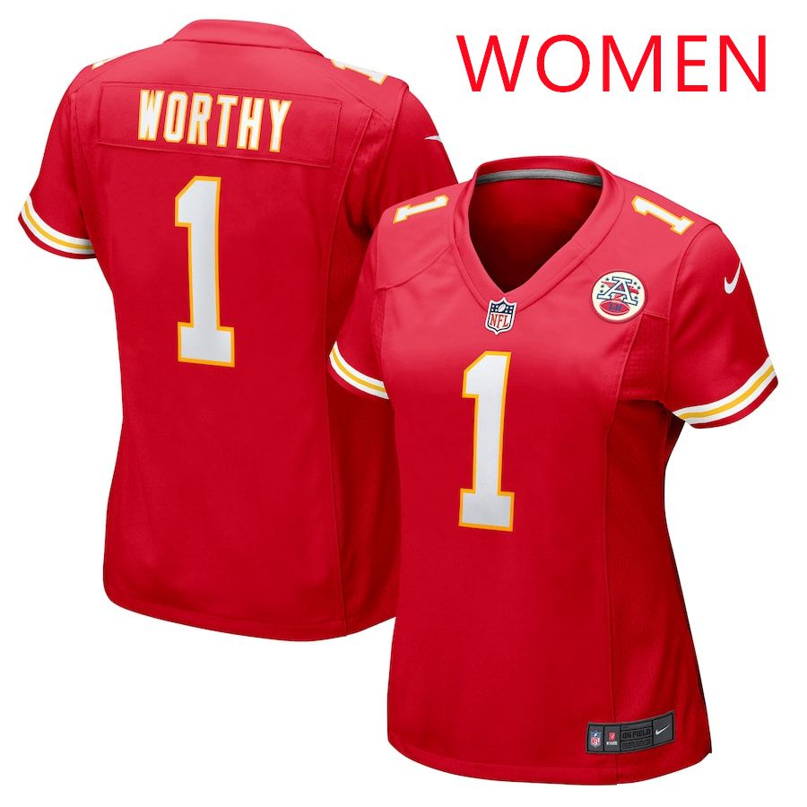 Women Kansas City Chiefs #1 Xavier Worthy Red 2025 Nike Game NFL Jersey-0